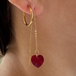 Crystal Heart Threader Earrings