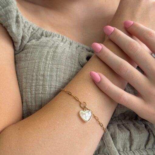 Paperclip Mother of Pearl Charm Bracelet - Image 2