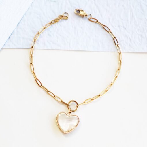 Paperclip Mother of Pearl Charm Bracelet