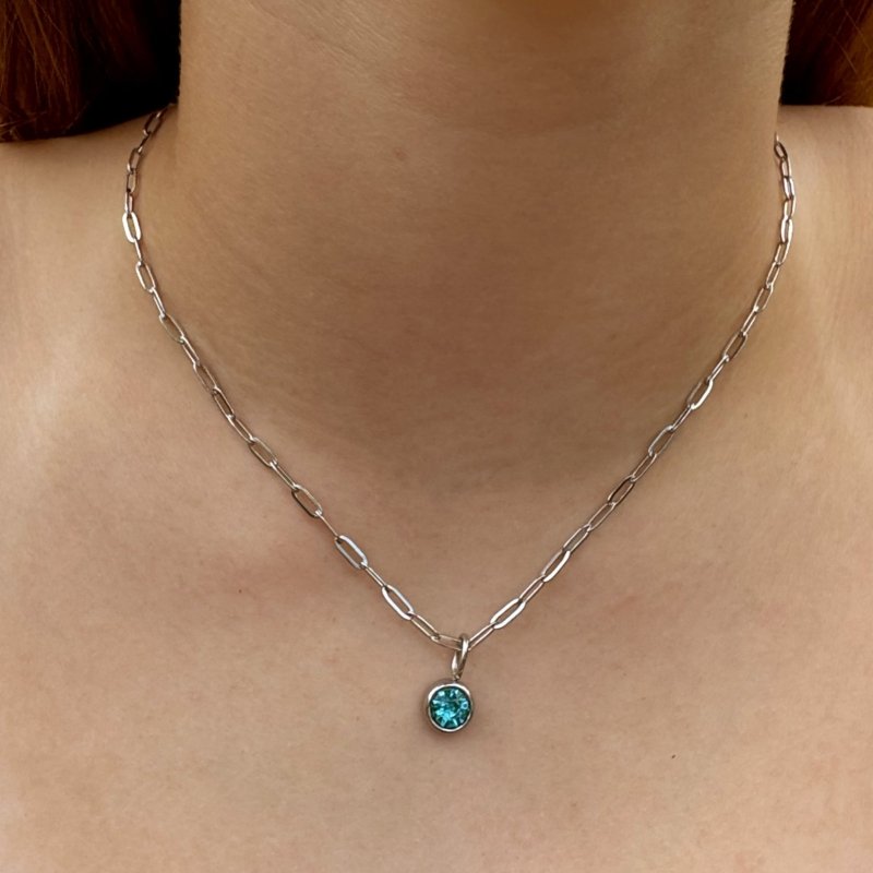 Penelope Birthstone Necklace Silver