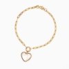Gold chain bracelet with mother-of-pearl heart charm, everyday romantic piece