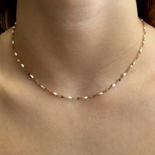 White Beaded Necklace - Image 2
