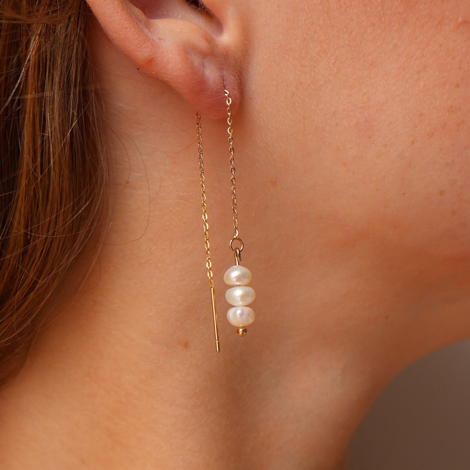 Rachel Pearl Threader Earrings - Image 2