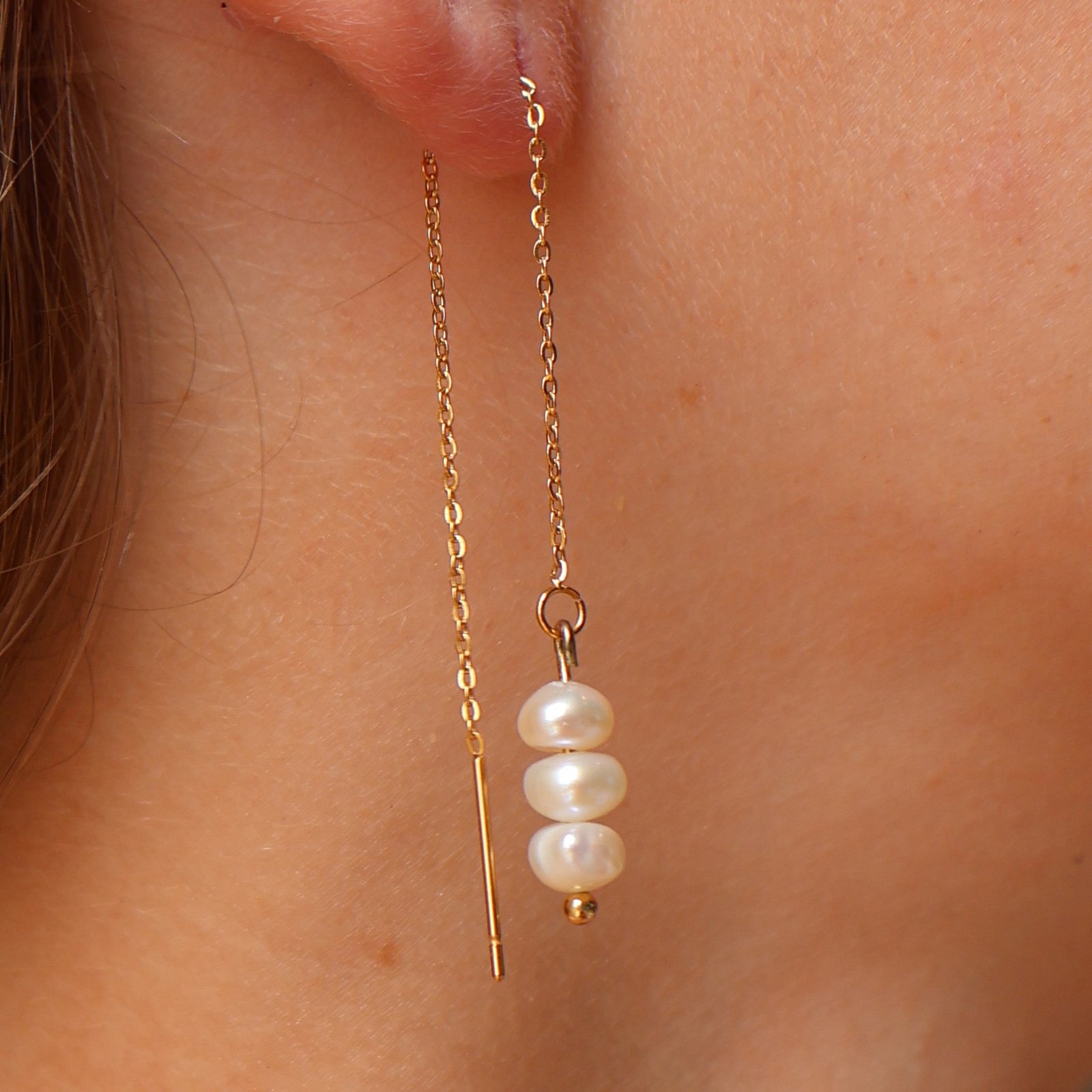 Rachel Pearl Threader Earrings