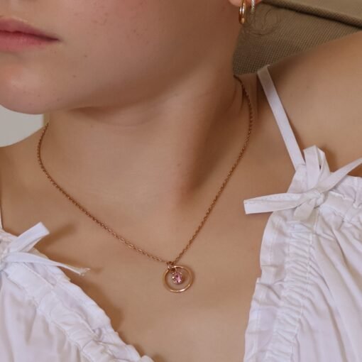 Talia - Open Circle Birthstone Necklace - Image 2