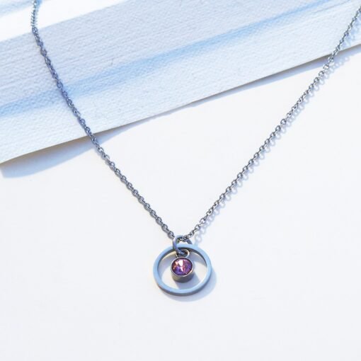 Talia - Open Circle Birthstone Necklace - Image 3