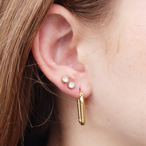 Rectangle Hoop Earrings - Image 4