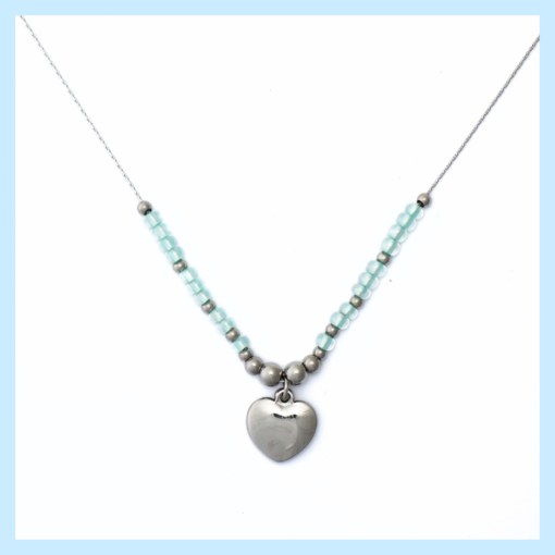 Sienna Heart - Beaded Necklace Silver