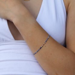 Blue, light blue, beige and silver bracelet made with Miyuki glass seed beads.