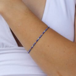 Blue, light blue and gold bracelet made with Miyuki glass seed beads.