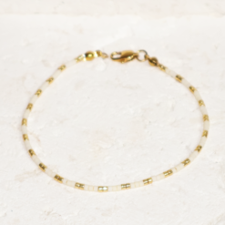 Gold White - Beaded Bracelet