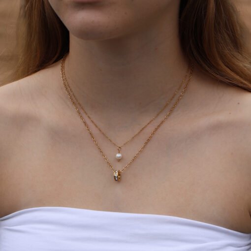 Cubic Zirconia Wheel Pendant Necklace - Image 3