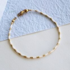 Gold White - Beaded Bracelet