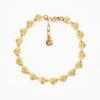 Gold fan-heart bracelet with charm tag, playful everyday statement piece