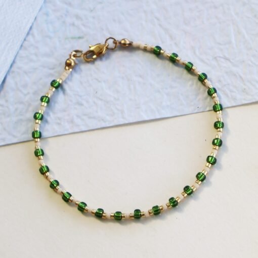 Emerald Cream - Beaded Bracelet