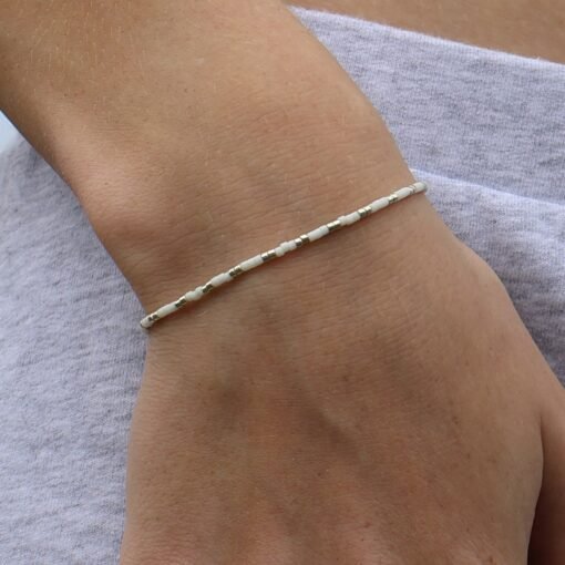 Silver White - Beaded Bracelet - Image 3