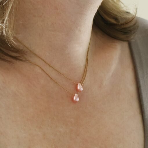 Pink Pearl Drop Necklace - Image 2