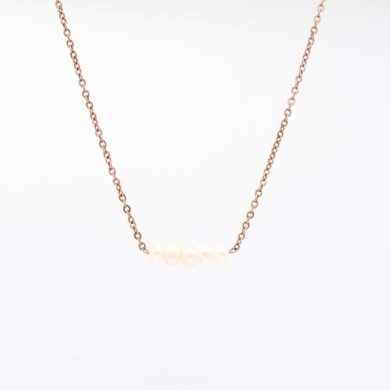 Mini Pearl Necklace Rose Gold