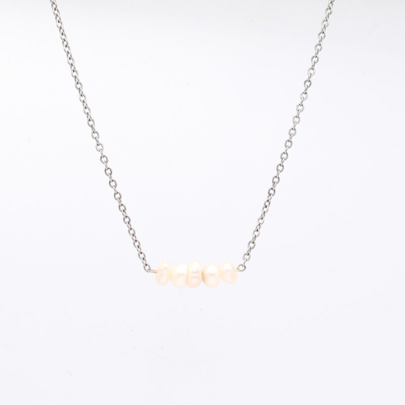 Mini Pearl Necklace Silver
