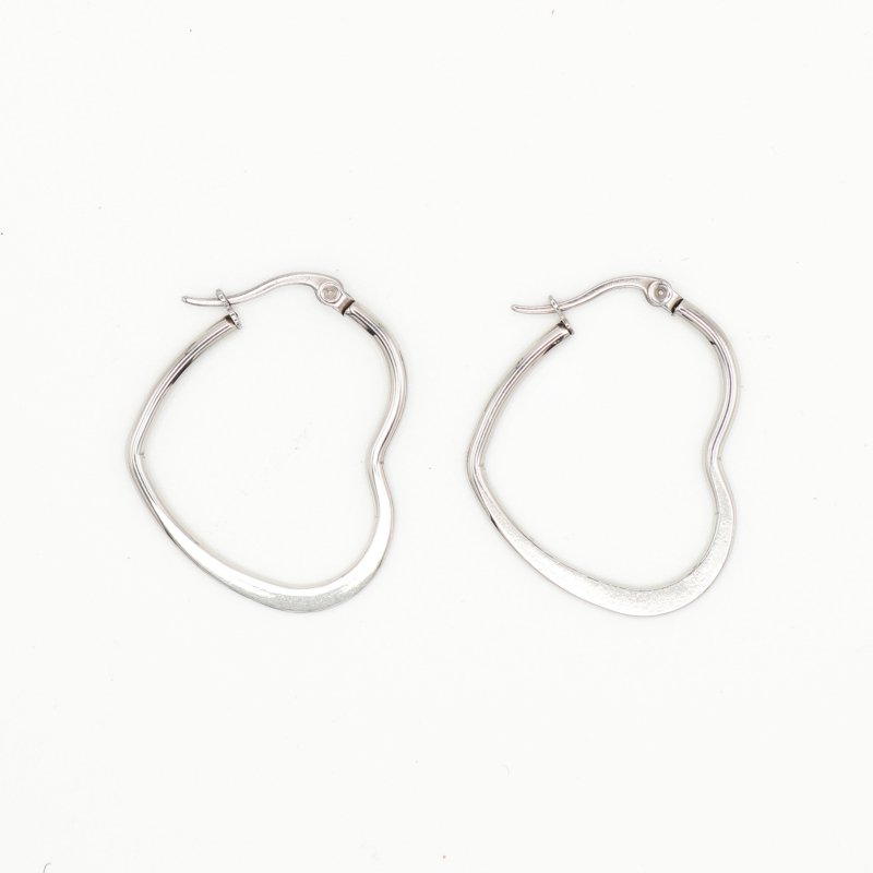Sweetheart Hoop Earrings Silver